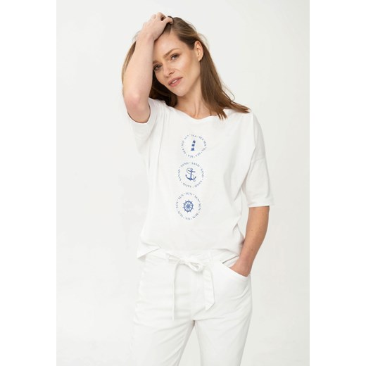 Koszulka o luźnym kroju i z motywem marynistycznym T-MIND ze sklepu Volcano.pl w kategorii Bluzki damskie - zdjęcie 169422437