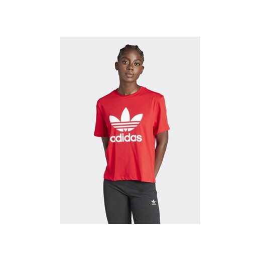 adidas T-Shirt adicolor Trefoil IM6930 Czerwony Boxy Fit ze sklepu MODIVO w kategorii Bluzki damskie - zdjęcie 169423278