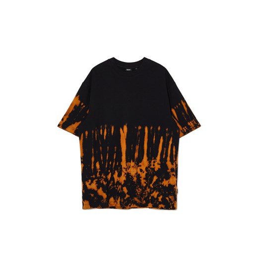Cropp - Czarna koszulka z efektem tie-dye - czarny Cropp L Cropp