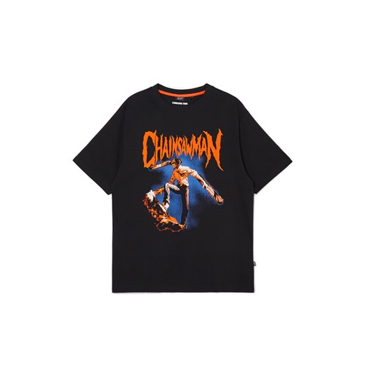 Cropp - Czarny t-shirt z nadrukiem Chainsaw Man - czarny ze sklepu Cropp w kategorii T-shirty męskie - zdjęcie 169424206