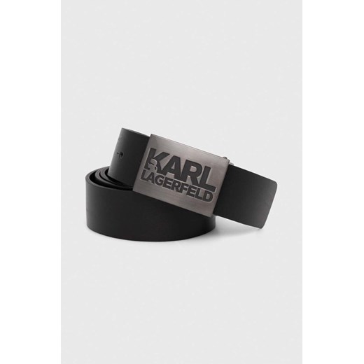 Karl Lagerfeld pasek skórzany męski kolor czarny ze sklepu ANSWEAR.com w kategorii Paski męskie - zdjęcie 169426738