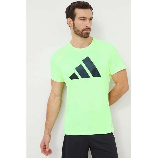 adidas Performance t-shirt do biegania Run It Run It kolor zielony z nadrukiem IN0078 ze sklepu ANSWEAR.com w kategorii T-shirty męskie - zdjęcie 169426939