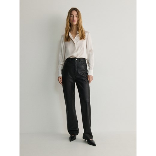 Reserved - Skórzane spodnie - czarny ze sklepu Reserved w kategorii Spodnie damskie - zdjęcie 169428617