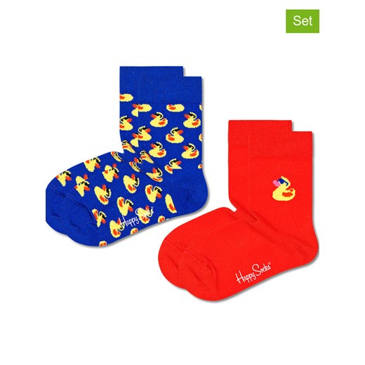 Happy Socks Skarpety &quot;Duck&quot; (2 pary) w kolorze niebieskim i czerwonym Happy Socks 22-24 Limango Polska okazja