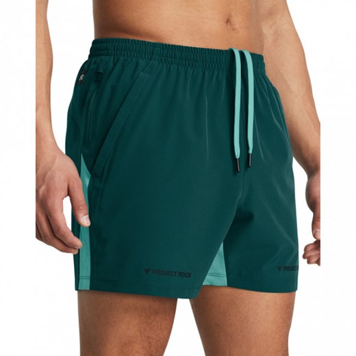 Męskie spodenki treningowe Under Armour Project Rock Ultimate 5" Short - zielone ze sklepu Sportstylestory.com w kategorii Spodenki męskie - zdjęcie 169439399