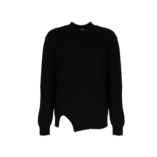 Les Hommes Sweter | LHK108 647U | Round Neck Asymetric Sweater | Mężczyzna | Czarny ze sklepu ubierzsie.com w kategorii Swetry damskie - zdjęcie 169441217