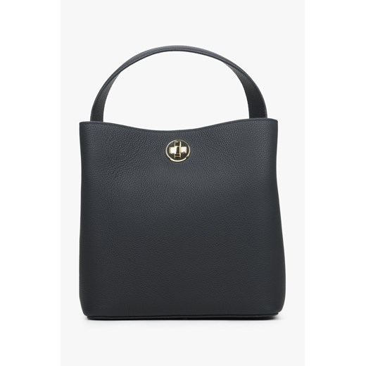 Estro: Czarna torebka damska do ręki ze skóry naturalnej ze sklepu Estro w kategorii Torby Shopper bag - zdjęcie 169442506