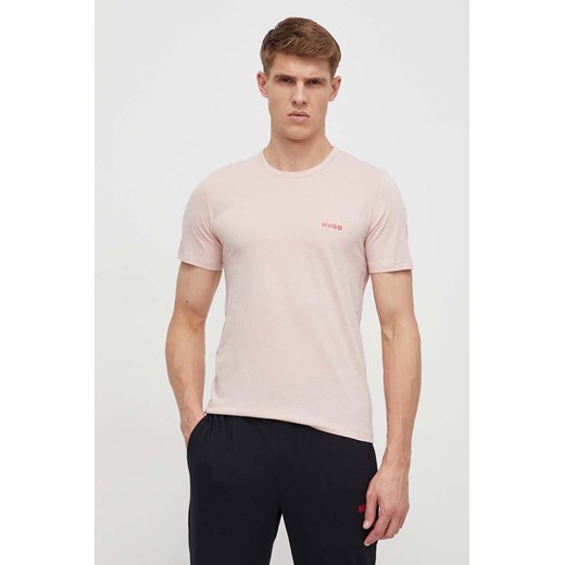 HUGO t-shirt bawełniany 3 - pack 3-pack męski kolor różowy z nadrukiem 50480088 ze sklepu ANSWEAR.com w kategorii T-shirty męskie - zdjęcie 169442735