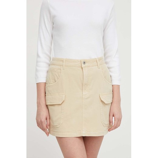Pepe Jeans spódnica TARA kolor beżowy mini prosta PL901102 ze sklepu ANSWEAR.com w kategorii Spódnice - zdjęcie 169442999