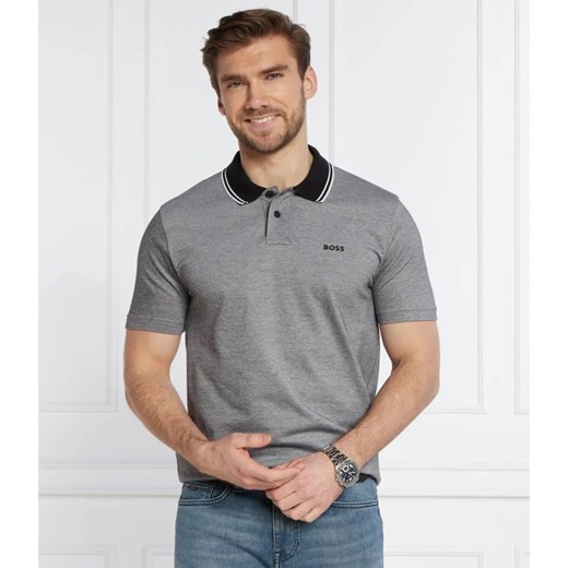 T-shirt męski BOSS HUGO szary letni z krótkim rękawem 