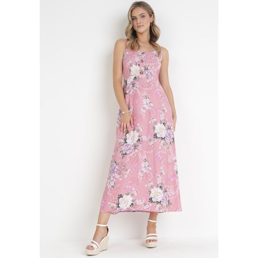 Różowa Sukienka Maxi na Ramiączkach Philandia ze sklepu Born2be Odzież w kategorii Sukienki - zdjęcie 169451037