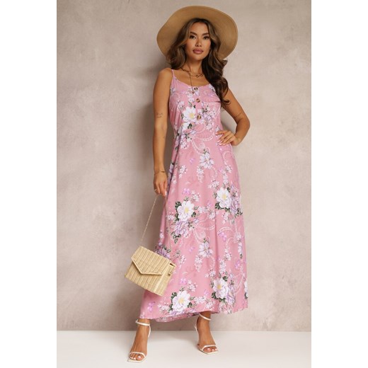 Różowa Sukienka w Kwiaty na Ramiączkach Lydienne ze sklepu Renee odzież w kategorii Sukienki - zdjęcie 169451816