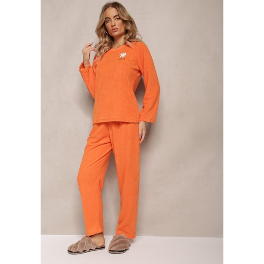 Pomarańczowy Komplet Piżamowy 2-Częściowy Bluza i Spodnie z Gumką w Pasie Jendara ze sklepu Renee odzież w kategorii Piżamy damskie - zdjęcie 169452216