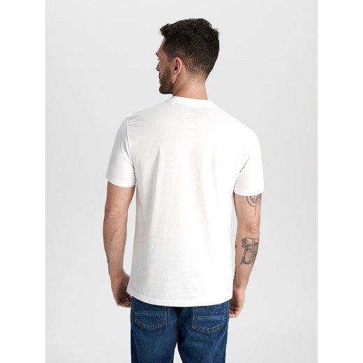 T-shirt męski Sinsay biały z krótkim rękawem bawełniany 