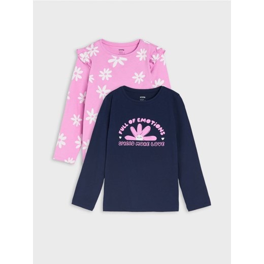 Sinsay - Koszulki 2 pack - fioletowy ze sklepu Sinsay w kategorii Bluzki dziewczęce - zdjęcie 169455897