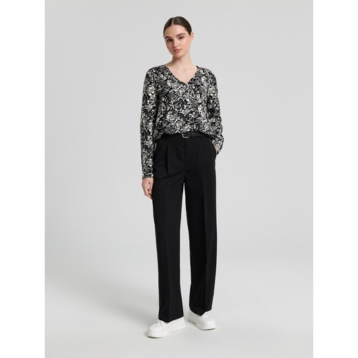 Bluzka damska wielokolorowa Sinsay casual w abstrakcyjne wzory z długimi rękawami 