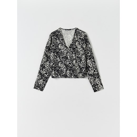 Bluzka damska Sinsay w abstrakcyjne wzory wielokolorowa z długimi rękawami 