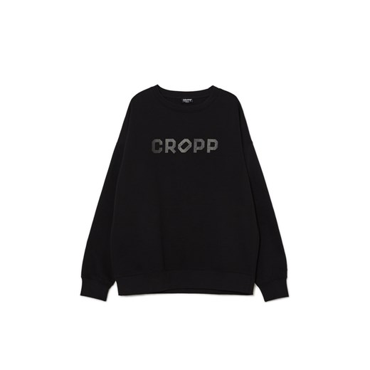 Cropp - Czarna bluza z napisem CROPP - czarny ze sklepu Cropp w kategorii Bluzy męskie - zdjęcie 169457629