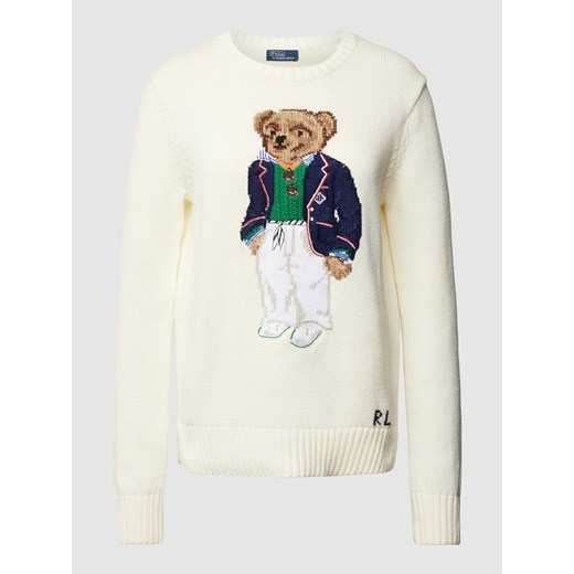Sweter z dzianiny z wyhaftowanym motywem i logo ze sklepu Peek&Cloppenburg  w kategorii Swetry damskie - zdjęcie 169459248