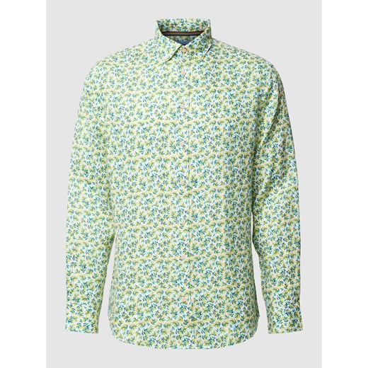 Koszula lniana o kroju regular fit ze wzorem na całej powierzchni ze sklepu Peek&Cloppenburg  w kategorii Koszule męskie - zdjęcie 169460746