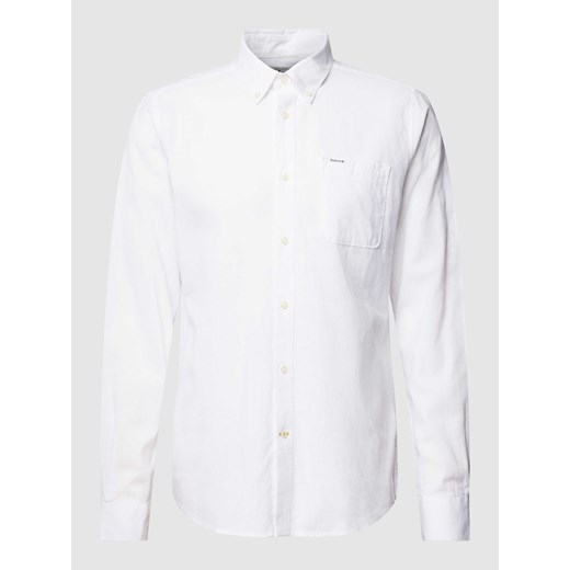 Koszula lniana o kroju tailored fit z kieszenią na piersi model 'NELSON' ze sklepu Peek&Cloppenburg  w kategorii Koszule męskie - zdjęcie 169460786