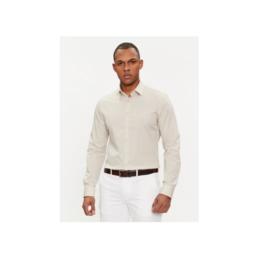 Calvin Klein Koszula K10K108229 Beżowy Slim Fit ze sklepu MODIVO w kategorii Koszule męskie - zdjęcie 169462725