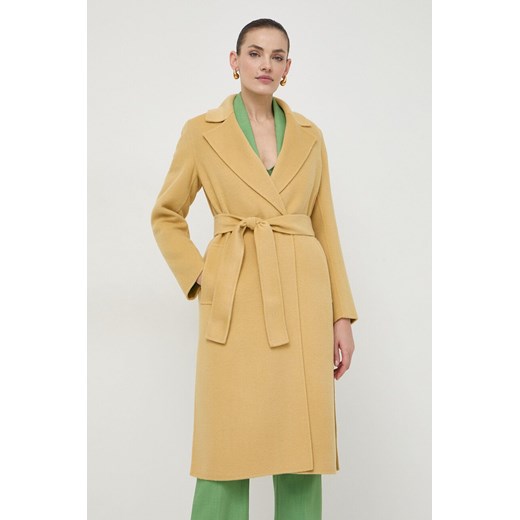 Marella płaszcz wełniany kolor żółty przejściowy dwurzędowy 2413011021200 ze sklepu ANSWEAR.com w kategorii Płaszcze damskie - zdjęcie 169470337