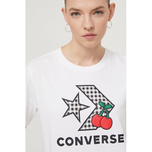 Bluzka damska Converse biała z okrągłym dekoltem bawełniana 