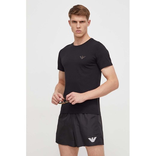 Emporio Armani Underwear t-shirt plażowy bawełniany kolor czarny z aplikacją ze sklepu ANSWEAR.com w kategorii T-shirty męskie - zdjęcie 169470819