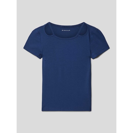 T-shirt z mieszanki wiskozy i elastanu z prążkowaniem ze sklepu Peek&Cloppenburg  w kategorii Bluzki dziewczęce - zdjęcie 169471637