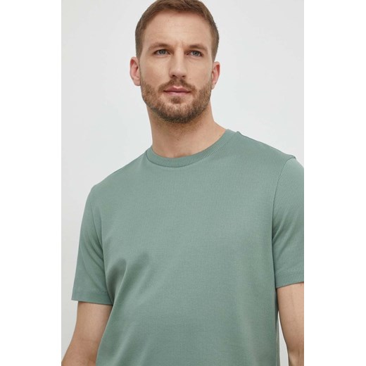 BOSS t-shirt bawełniany męski kolor zielony gładki 50511595 ze sklepu ANSWEAR.com w kategorii T-shirty męskie - zdjęcie 169482725