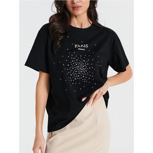 Sinsay - Koszulka bawełniana - czarny ze sklepu Sinsay w kategorii Bluzki damskie - zdjęcie 169483779