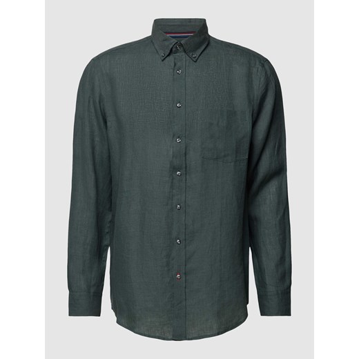 Koszula lniana o kroju regular fit z kołnierzykiem typu button down ze sklepu Peek&Cloppenburg  w kategorii Koszule męskie - zdjęcie 169484207