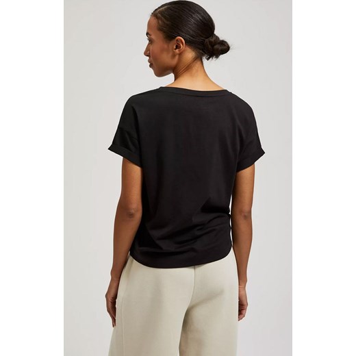 Bawełniany t-shirt damski z geometrycznym wzorem czarny 4317, Kolor czarny, XL Primodo
