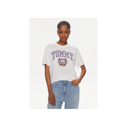 Tommy Jeans T-Shirt Varsity DW0DW17824 Biały Relaxed Fit ze sklepu MODIVO w kategorii Bluzki damskie - zdjęcie 169491467