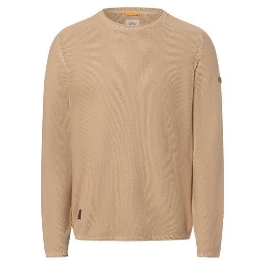 Camel Active Męski sweter Mężczyźni Bawełna beżowy jednolity ze sklepu vangraaf w kategorii Swetry męskie - zdjęcie 169495255