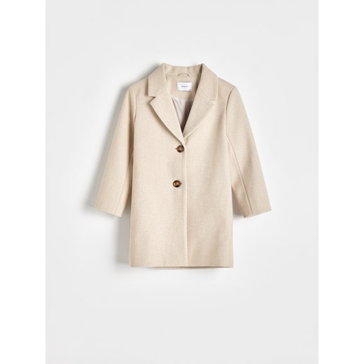Reserved - Klasyczny płaszcz jednorzędowy - beżowy ze sklepu Reserved w kategorii Płaszcze dziewczęce - zdjęcie 169496125