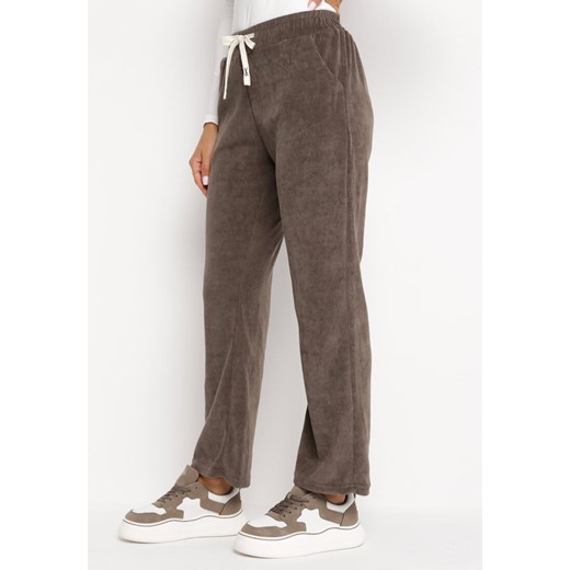 Brązowe Bawełniane Spodnie Sztruksowe z Szerokimi Nogawkami Cornelike ze sklepu Born2be Odzież w kategorii Spodnie damskie - zdjęcie 169498818