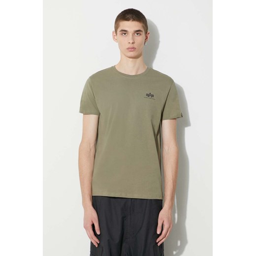 Alpha Industries t-shirt bawełniany Basic T Small Logo kolor zielony gładki 188505.11 ze sklepu PRM w kategorii T-shirty męskie - zdjęcie 169499297
