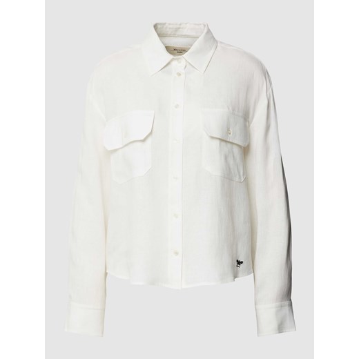 Bluzka lniana z nakładanymi kieszeniami z patką na piersi model ‘EUREKA’ ze sklepu Peek&Cloppenburg  w kategorii Koszule damskie - zdjęcie 169500027