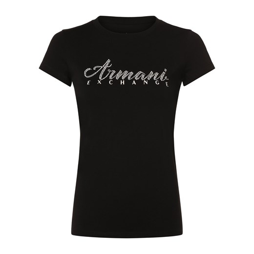 Armani Exchange Koszulka damska Kobiety Bawełna czarny nadruk ze sklepu vangraaf w kategorii Bluzki damskie - zdjęcie 169503839