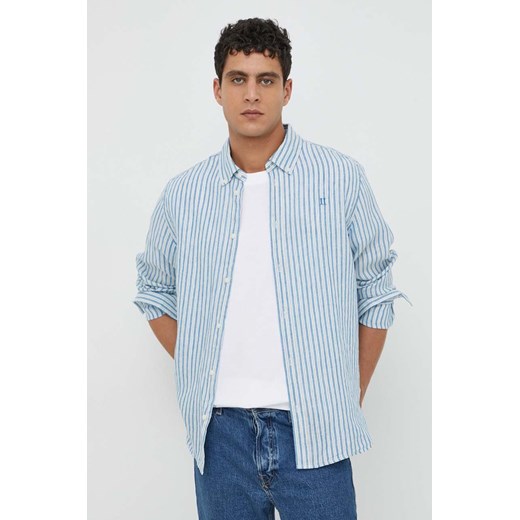 Les Deux koszula lniana kolor niebieski regular LDM410150 ze sklepu ANSWEAR.com w kategorii Koszule męskie - zdjęcie 169504457
