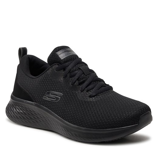 Czarne buty sportowe damskie Skechers sneakersy jesienne bez zapięcia na płaskiej podeszwie 