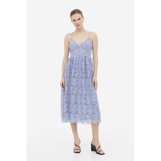 H & M - Koronkowa sukienka z dekoltem w serek - Niebieski H & M 40 H&M