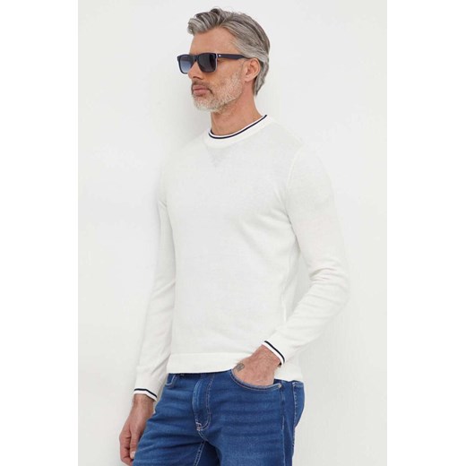 Pepe Jeans sweter bawełniany Mike kolor biały lekki ze sklepu ANSWEAR.com w kategorii Swetry męskie - zdjęcie 169518765