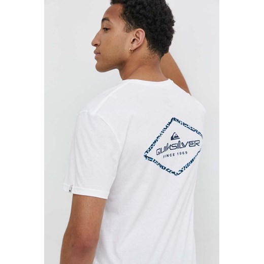Quiksilver t-shirt bawełniany męski kolor biały z nadrukiem ze sklepu ANSWEAR.com w kategorii T-shirty męskie - zdjęcie 169519106