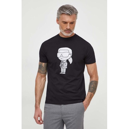 Karl Lagerfeld t-shirt bawełniany męski kolor czarny z nadrukiem ze sklepu ANSWEAR.com w kategorii T-shirty męskie - zdjęcie 169519149