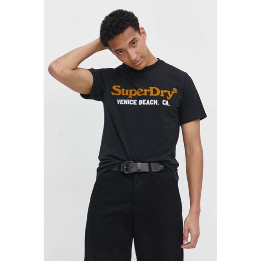 Superdry t-shirt męski kolor czarny z nadrukiem ze sklepu ANSWEAR.com w kategorii T-shirty męskie - zdjęcie 169519188