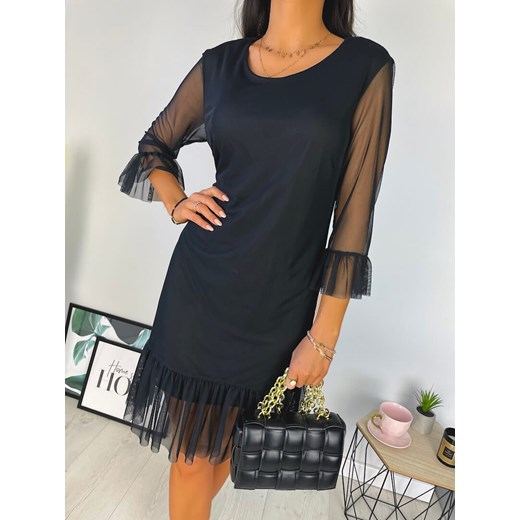 Czarna Sukienka z Siateczki ze sklepu ModnaKiecka.pl w kategorii Sukienki - zdjęcie 169519229