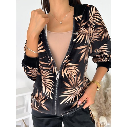 Czarna Bluza w Liście z Kapturem Modnakiecka.pl 42 ModnaKiecka.pl